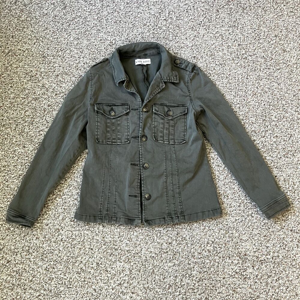 Knox Rose Women's Size Small Green Army Utility Button Up Jacket Coat Pockets